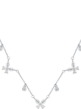 周六福项链女蝴蝶结链坠S925银高级感轻奢小众送女友节日礼物