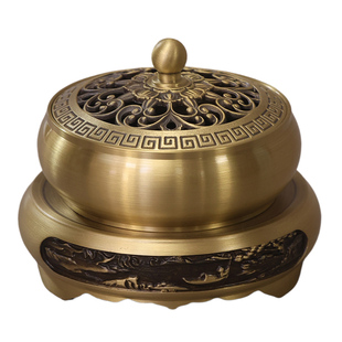 纯铜香炉家用室内熏香炉沉香檀香盘香炉中式复古茶道香薰炉子摆件