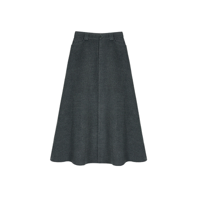 MULVAN 轻舟赴约 复古黑色a字半身裙女优雅垂坠感宽松中长款伞裙