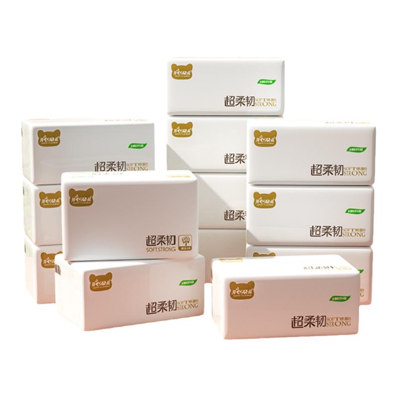 开心朵朵抽纸超柔韧24包整箱实惠面巾纸可湿水婴儿家用大包餐巾纸