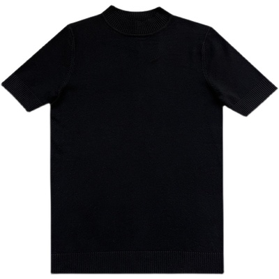 2025春秋新款潮流纯色针织衫短袖