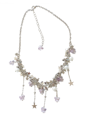 yyds！紫色蝴蝶星星流苏项链