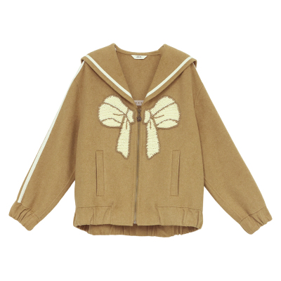 it'real瑞尔冬季新款复古加厚保暖蝴蝶短款呢大衣外套上衣女