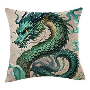 天象四灵镇宅抱枕国风靠垫趋吉避凶好运青龙白虎朱雀玄武风水摆件