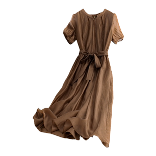 乔妮塔品牌女装2025夏季新款小众法式高级感短袖轻熟风天丝连衣裙