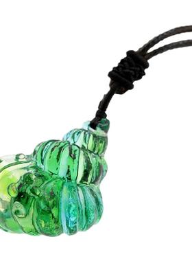 包邮古法琉璃贝壳吊坠蓝绿色项链