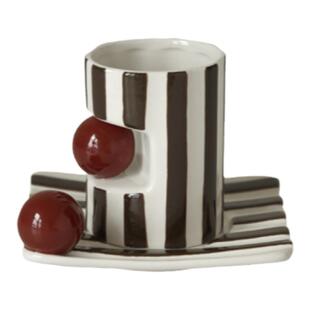 纳茉|缪斯家手工复古条纹咖啡杯陶瓷高颜值马克杯下午茶杯碟套装