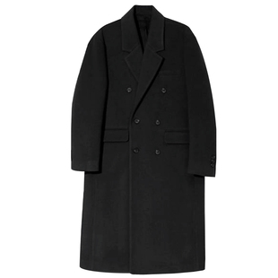黑色毛呢大衣男款加厚中长2025新款冬装垫肩呢子西装教父风衣外套