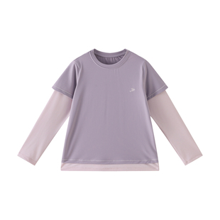 速干衣女童夏季薄款冰丝假两件长袖儿童透气运动上衣男童防晒衣新