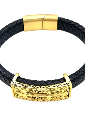 蛇年时尚潮牌黑皮男手绳手环手链