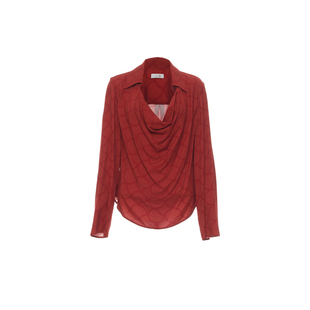 月泠泠YUELINGLING「尺素」月亮纹V字荡领衬衫