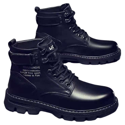 马丁靴男2025新款冬季男鞋韩版潮流男士加绒靴子百搭高帮休闲皮鞋