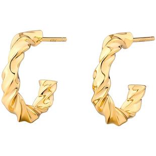 白岚麻花耳环女925银耳钉时尚素圈耳圈小众设计高级感耳饰ED1992