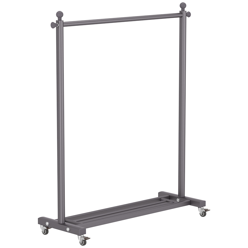 房间落地挂衣架简易家用挂衣服架子移动带轮单杆晾衣架卧室衣帽架