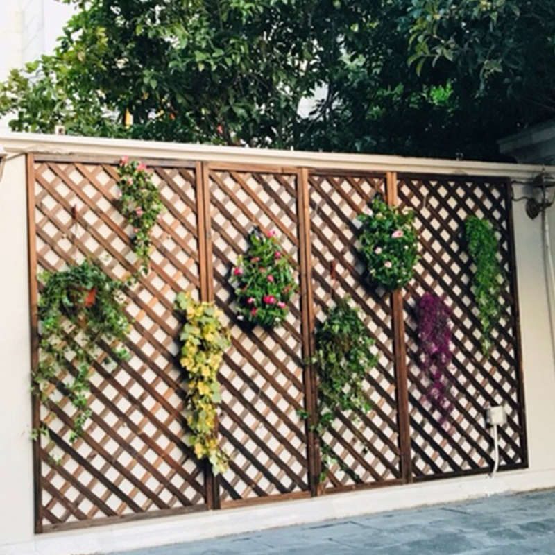木栅栏网格网片阳台壁挂隔断花架木质围栏护栏爬藤花架防腐碳化