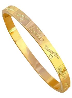 INS风爱心钛钢素圈手镯女不掉色高级感开口镀金手镯轻奢小众手饰