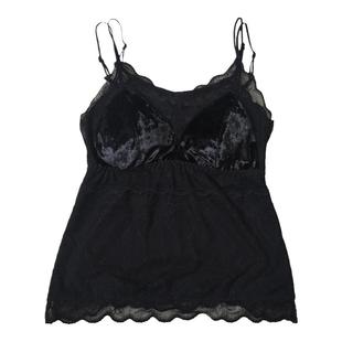 2025新款美背内搭上衣自带胸垫白色蕾丝吊带文胸一体磨毛背心女