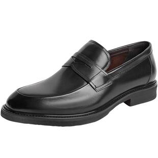 百丽男鞋一脚蹬商务正装鞋牛皮新郎婚鞋乐福鞋男皮鞋A1376AM4