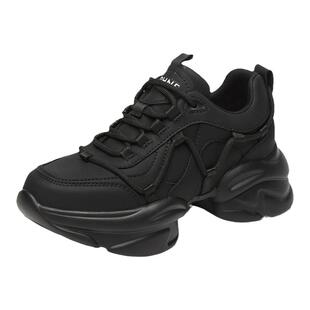 达芙妮黑色老爹鞋女款2026新款春秋厚底增高显脚小轻便休闲运动鞋