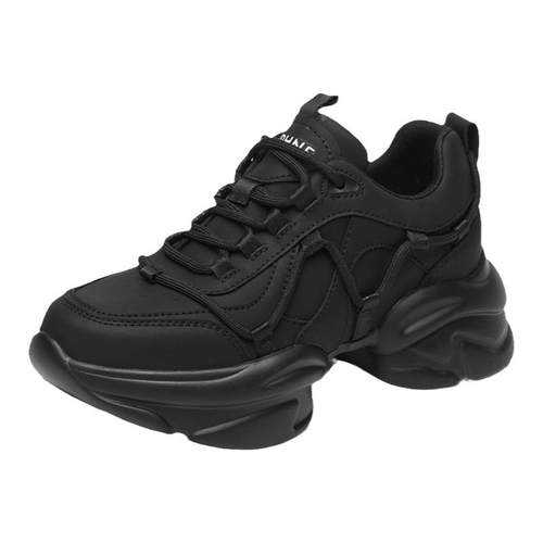 达芙妮黑色老爹鞋女款2025新款春秋厚底增高显脚小轻便休闲运动鞋