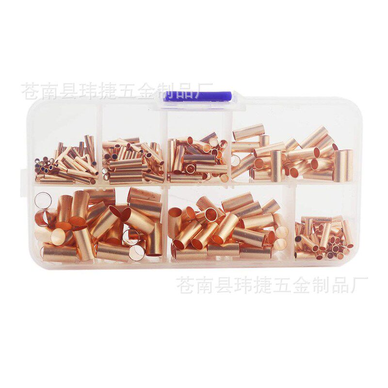 跨境供应铜连接管250PCS直管组合紫铜GT1-6mm小盒装铜管毛细管