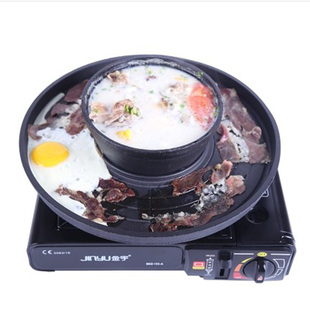 一体锅涮烤两用多功能烤盘商用大铸铁烧烤火锅烤肉铁板锅