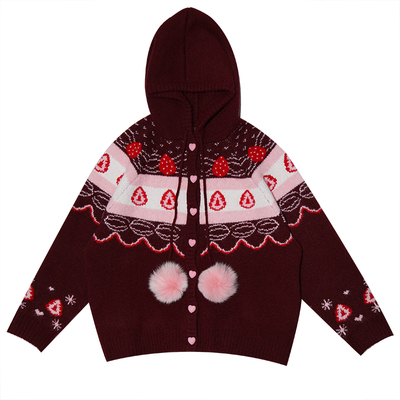 红丝绒草莓蛋糕费尔岛毛衣