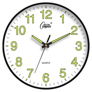 康巴丝钟表挂钟客厅家用2026新款夜光挂表免打孔静音电波时钟挂墙