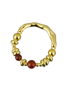 天然红玛瑙液态串珠戒指女