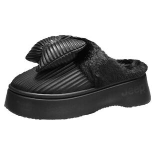 JEEP女鞋冬季棉拖鞋女外穿2025新款毛绒棉拖女款半拖厚底加绒棉鞋