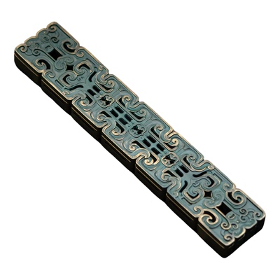 纯黄铜饕餮纹线香盒熏香炉