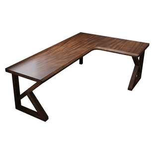 南美黑胡桃木转角书桌简约L型靠墙卧室实木拐角电脑桌办公学习桌