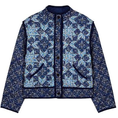 louise misha x LOOKNOW深蓝拼色立领夹克