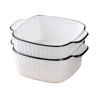 6只日式碗陶瓷碗家用焗饭碗双耳汤碗简约个性碗 烤箱专用菜碗餐具