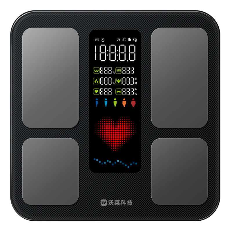 沃莱智慧彩屏体脂秤专业版高精度