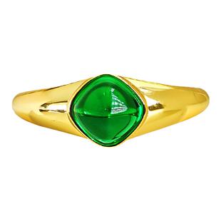 轻奢欧美款绿糖塔925银戒指镶嵌高碳钻金色指环百搭小众设计日常