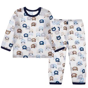 儿童睡衣夏季宝宝空调服男童薄款长袖纯棉婴儿套装春秋女孩家居服