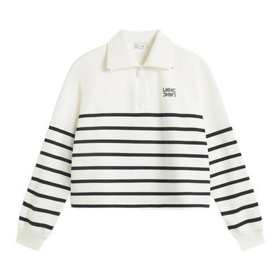 李宁翻领女休闲套头无帽卫衣