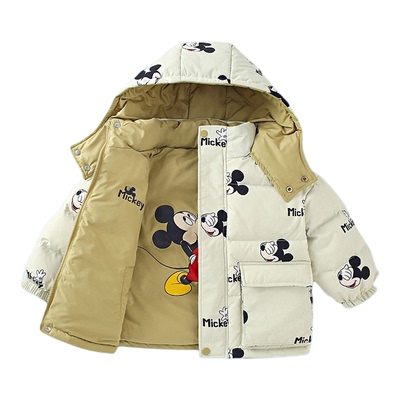迪士尼米奇童装儿童轻薄羽绒服男孩春秋冬装女童羽绒衣宝宝两面穿