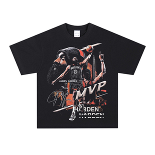 James Harden詹姆斯哈登大胡子头像印花长短袖美式纯棉连帽卫衣