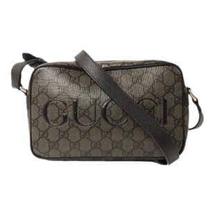 中古品Gucci古驰9新GGSupremeGG老花涂层防水帆布斜挎女包