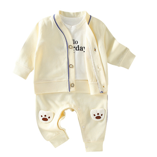 早秋婴儿衣服秋装洋气女春秋外套秋天外出女宝秋季男宝宝分体套装