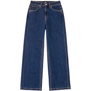 【张凌赫代言】Lee26春夏新品懒懒裤428舒适直筒牛仔裤深蓝色女潮