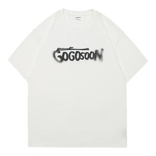 GOGOSOON夏季新款凉感短袖T恤250g男美式印花青少年防晒50+上衣Q