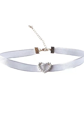 爱心珍珠choker夏超仙锁骨链蕾丝