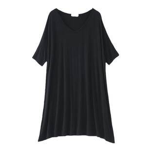 莫代尔睡裙女夏孕妇宽松睡衣中长款T恤中袖大码连衣裙薄款棉加肥