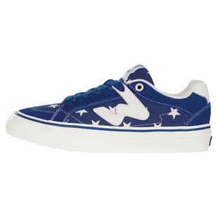 顽刻官方蓝白星星配色秋季校园风W系列低帮男女国潮滑板鞋