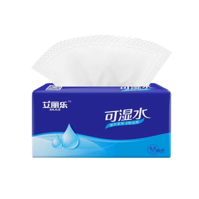 艾丽乐可湿水18大包柔韧抽纸整箱