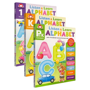 Evan-Moor Listen and Learn Alphabet GradePreK少儿英语启蒙听故事学英语系列字母表3册套装美国原版教辅evanmoor引导学习幼儿园
