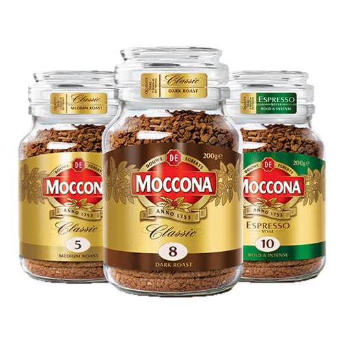 摩可纳咖啡moccona冻干速溶黑咖啡深度8号200g咖啡粉400次咖啡
